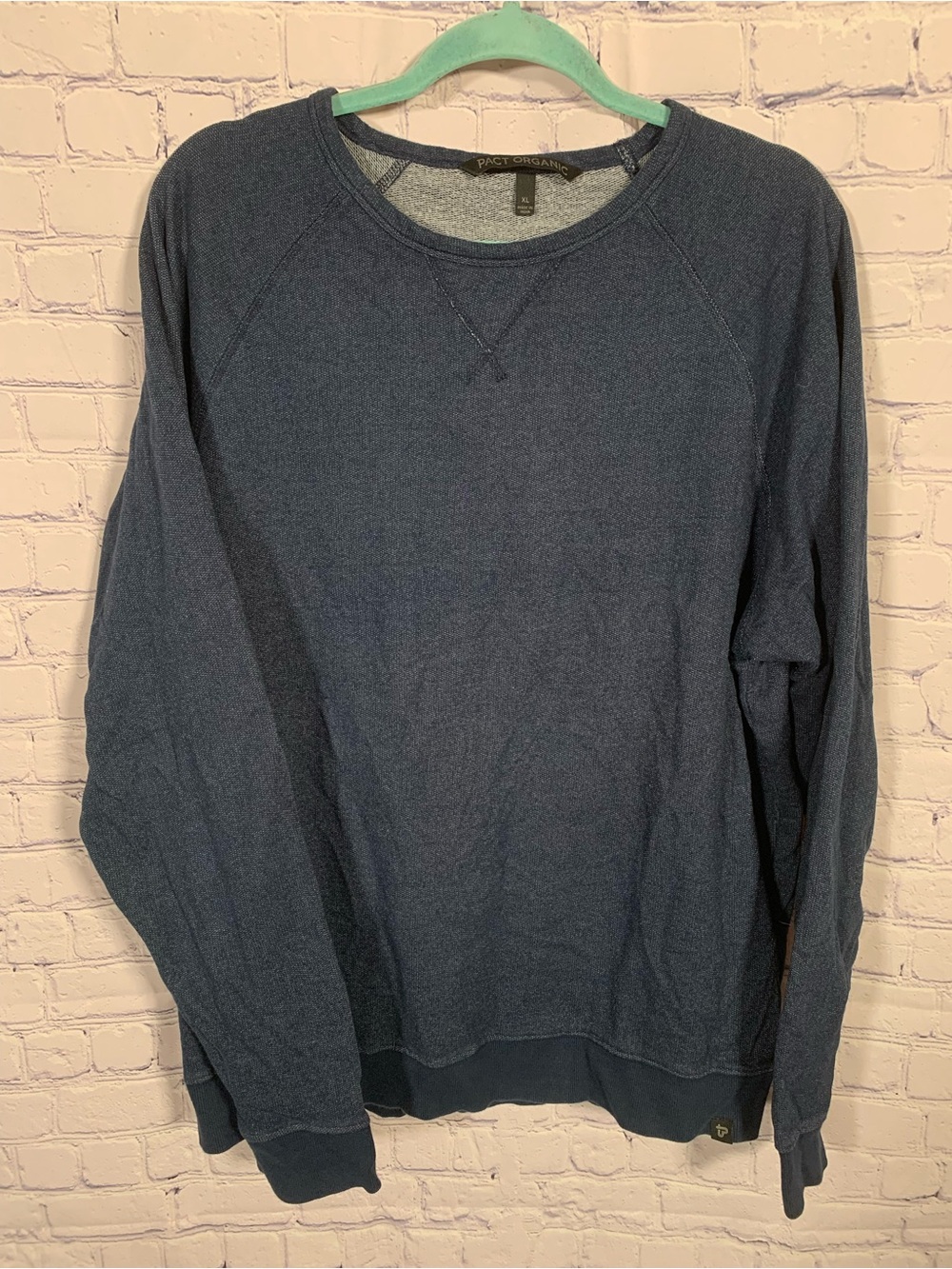Pact Organic Mens Crewneck Sweatshirt Blue Size XL Casual Layer Outdoor Minimal
